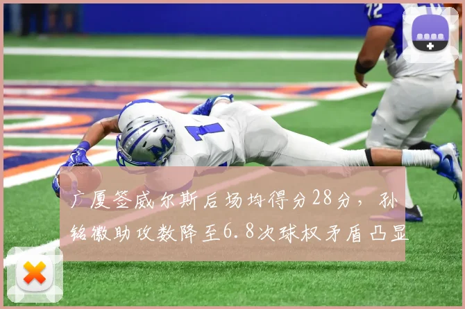 广厦签威尔斯后场均得分28分，孙铭徽助攻数降至6.8次球权矛盾凸显